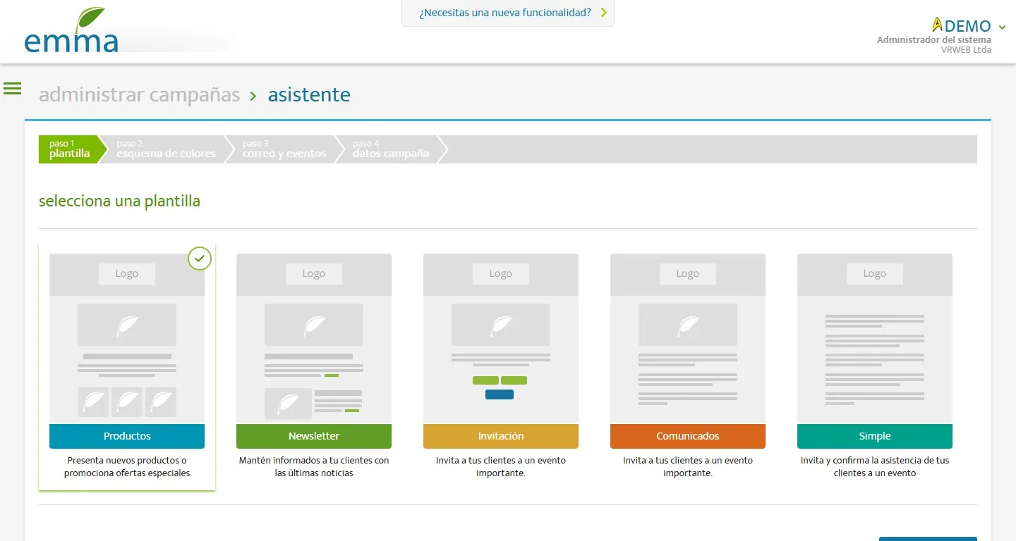Asistente de campaña - paso 1.