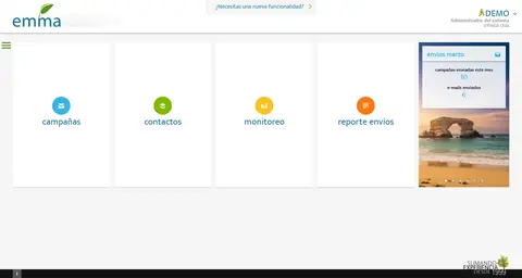 Panel de inicio de EMMA.
