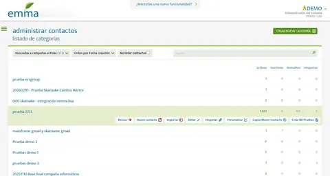 Gestión de contactos.